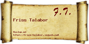 Friss Talabor névjegykártya